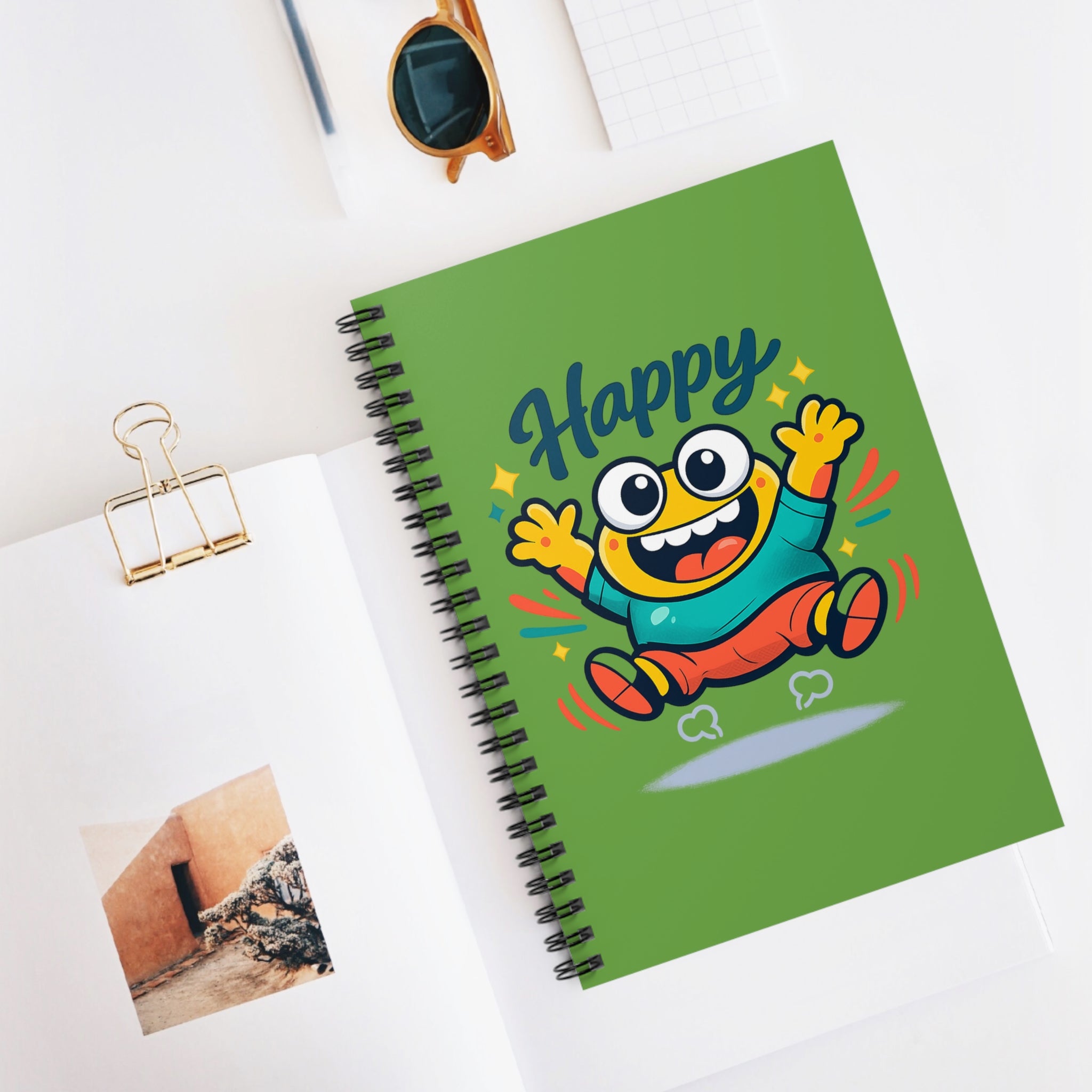 Happy Cartoon Monster Spiral Notebook — Ruled Journal for Kids & Teens
