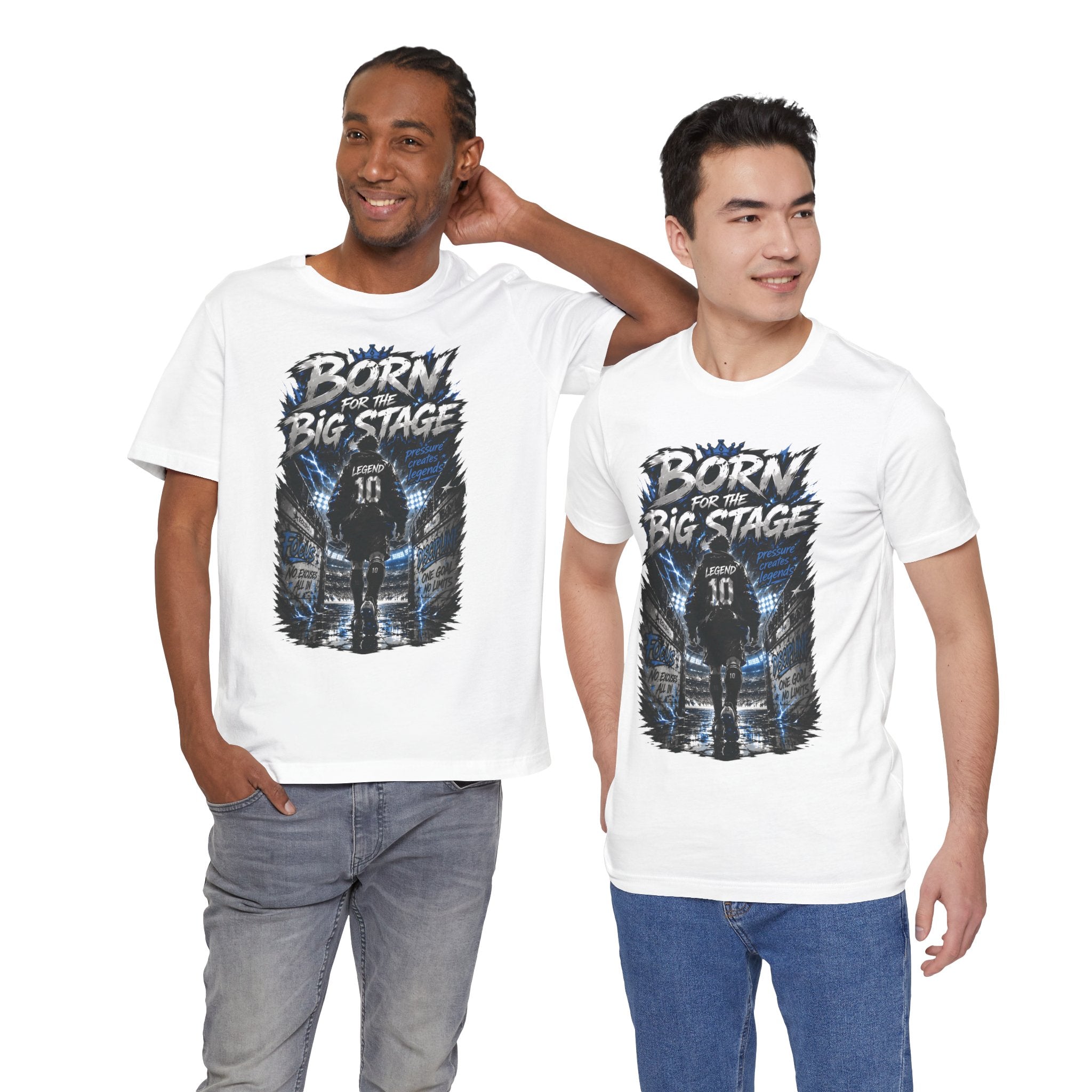 Soccer Player T‑Shirt — "Born for the Big Stage" Football Match Tee