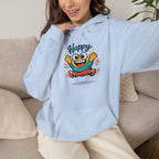 Happy Blob Cartoon Hoodie | kawaii minimal, thick outline mood face
