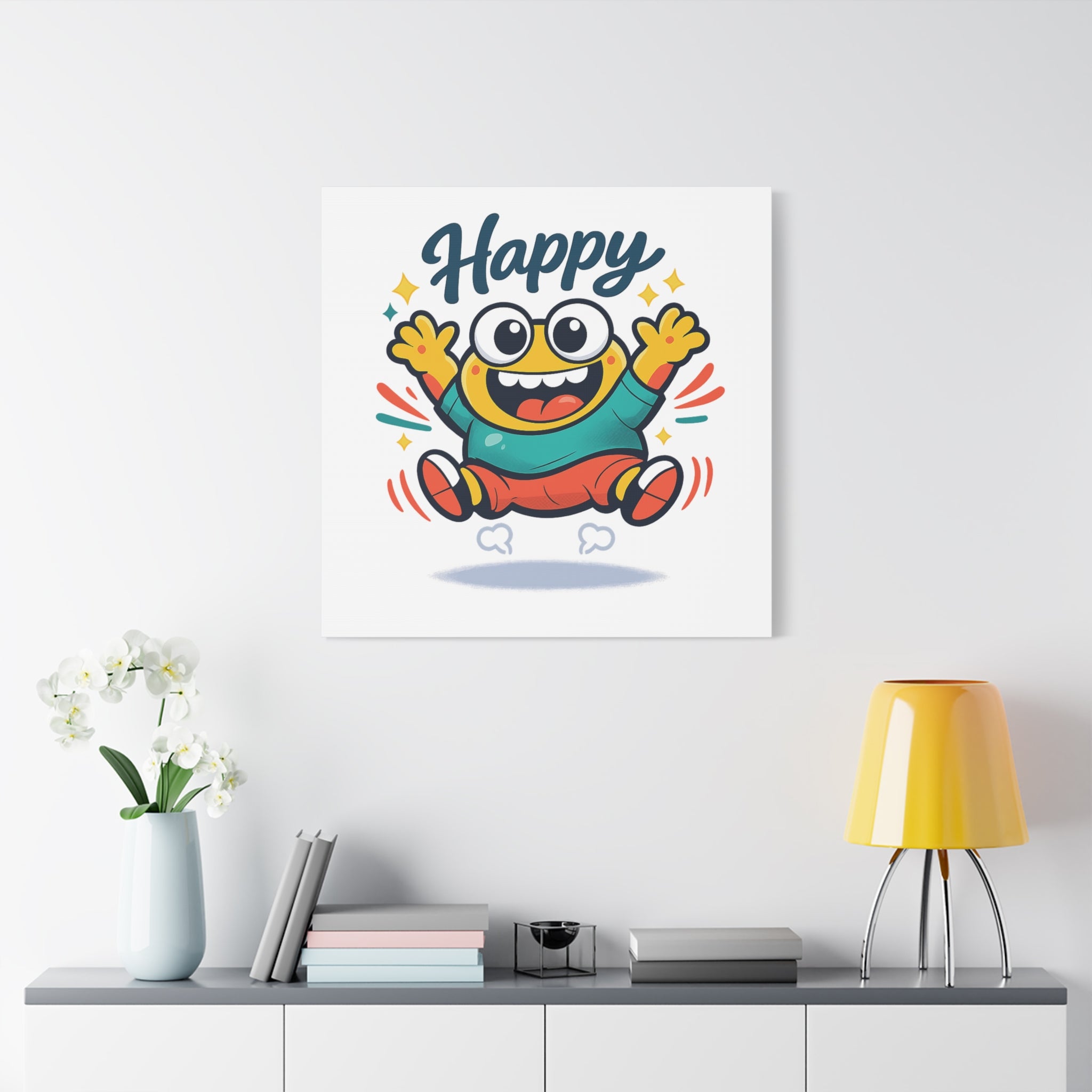 Happy Blob Cartoon Canvas | Bold Cartoon, Thick Outline, Kawaii Minimal