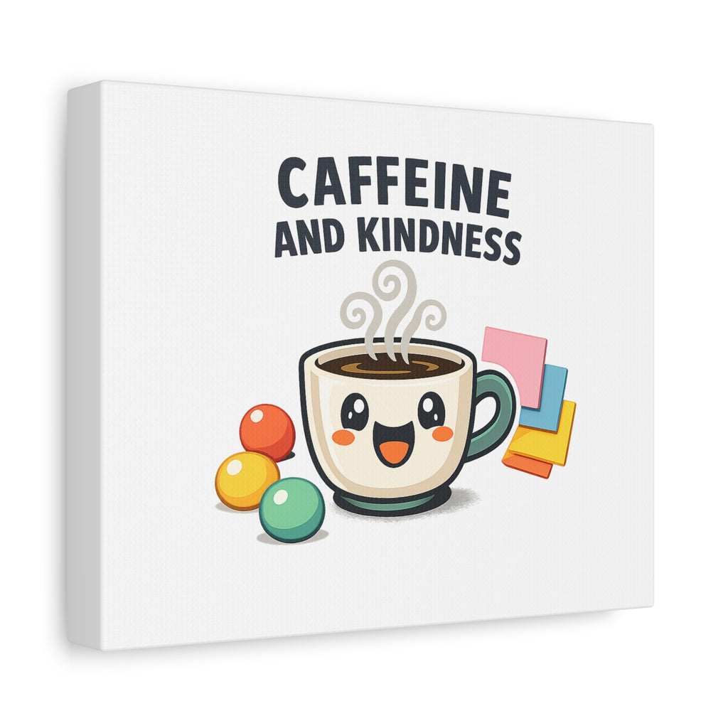 Caffeine and Kindness Canvas | Office Humor, Coffee Fuel Wall Art