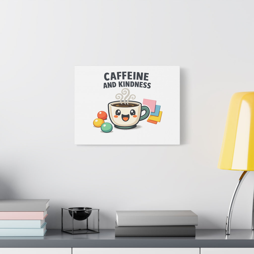Caffeine and Kindness Canvas | Office Humor, Coffee Fuel Wall Art