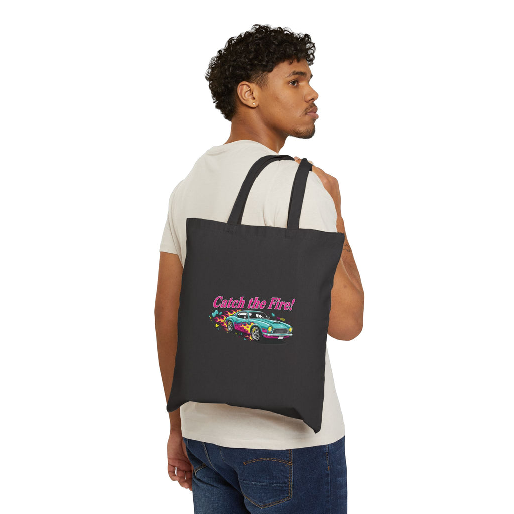 Retro Cartoon Dragster Tote, vintage car illustration | racing flames, 90s nostalgia