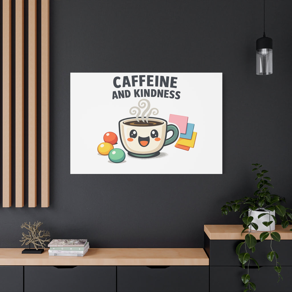 Caffeine and Kindness Canvas | Office Humor, Coffee Fuel Wall Art