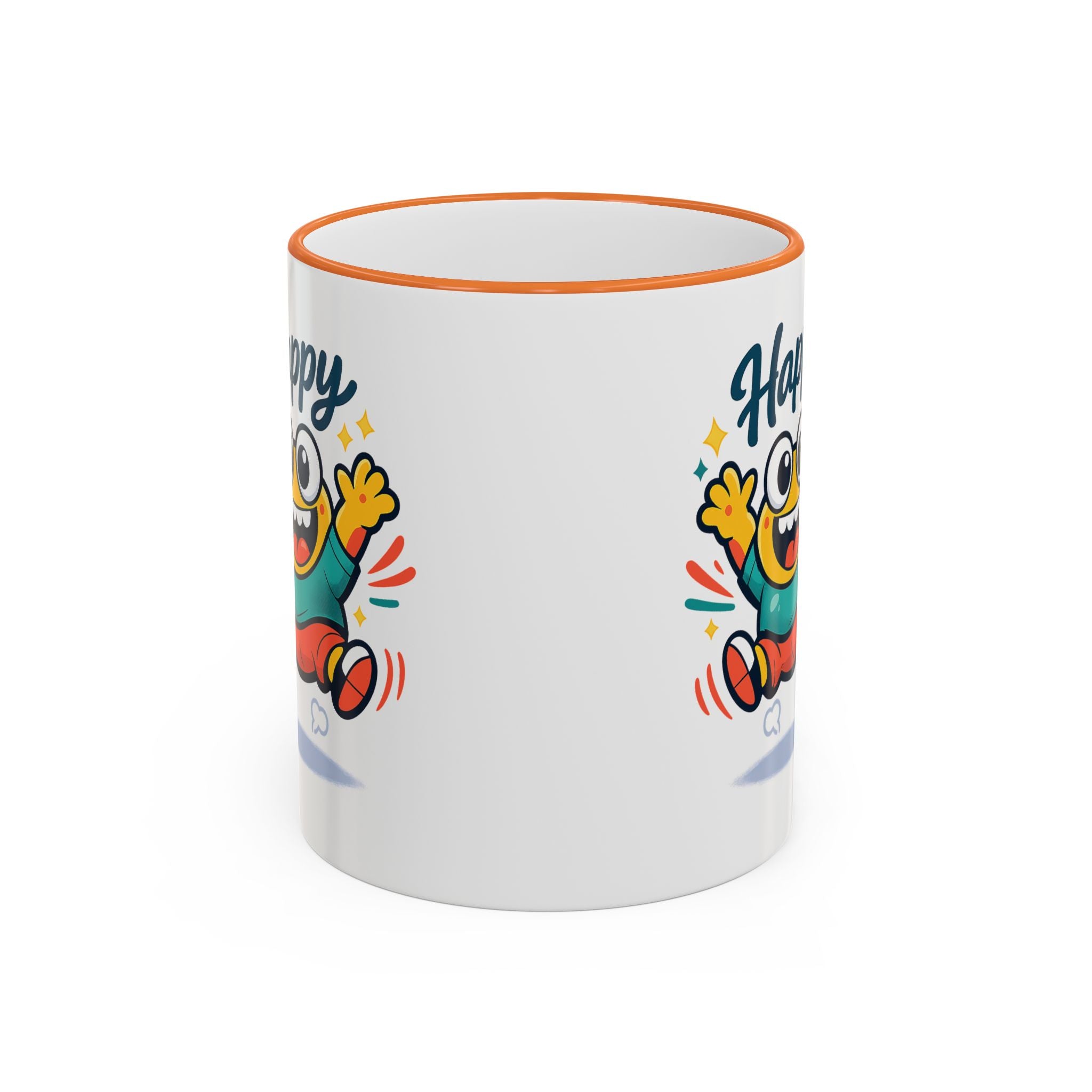 Happy Monster Accent Mug - Cute Cartoon Coffee Cup (11oz/15oz)