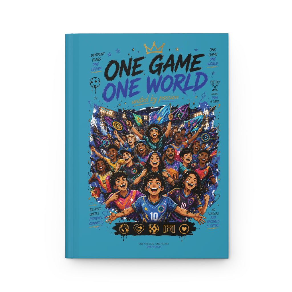 One Game One World Hardcover Journal — Personalized Soccer Team Number Notebook