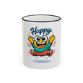 Happy Monster Accent Rim Mug – Cheerful Cute Cartoon Coffee Cup (11oz/15oz)