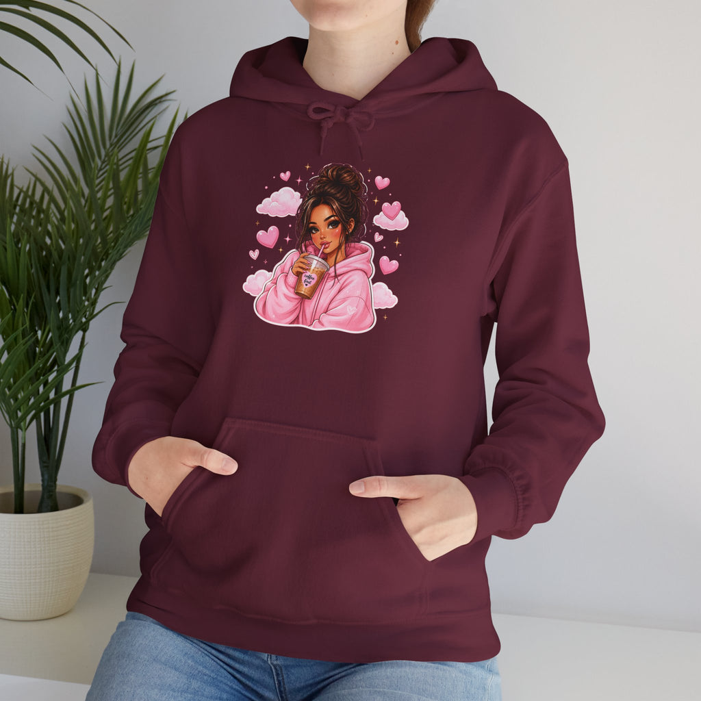 Cute Pink Heart Girl Hoodie — Cozy Graphic Sweatshirt