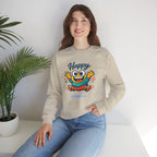 Happy Blob Cartoon Crewneck Sweatshirt | kawaii minimal, thick outline