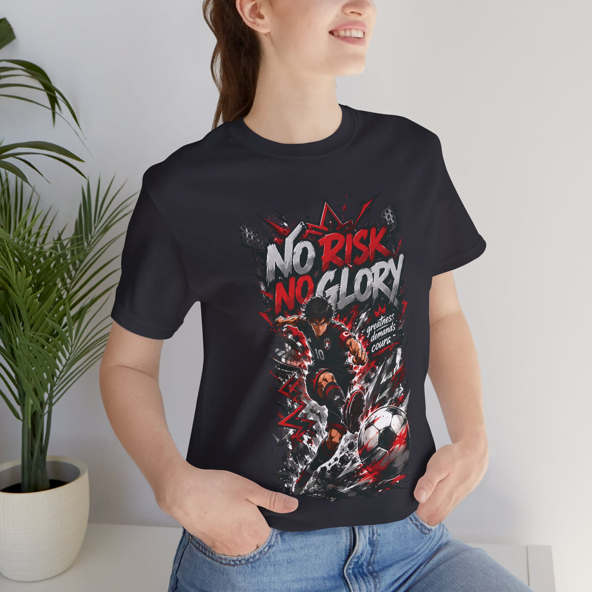 No Risk No Glory Soccer Graphic T Shirt