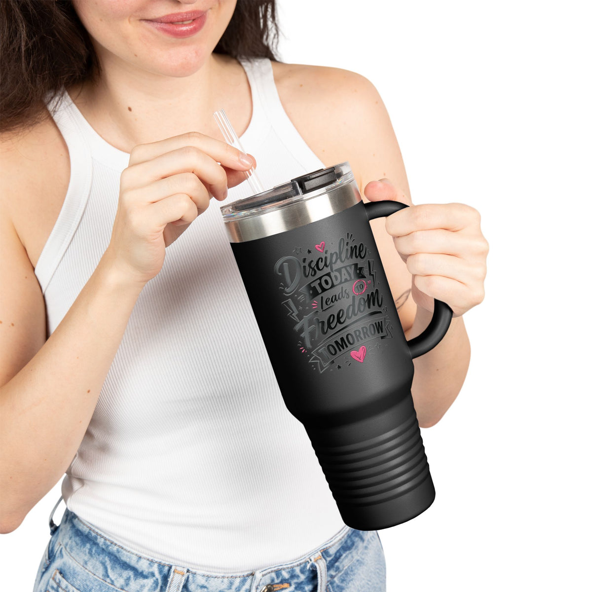 Discipline Today Leads to Freedom Tomorrow 40oz Travel Mug