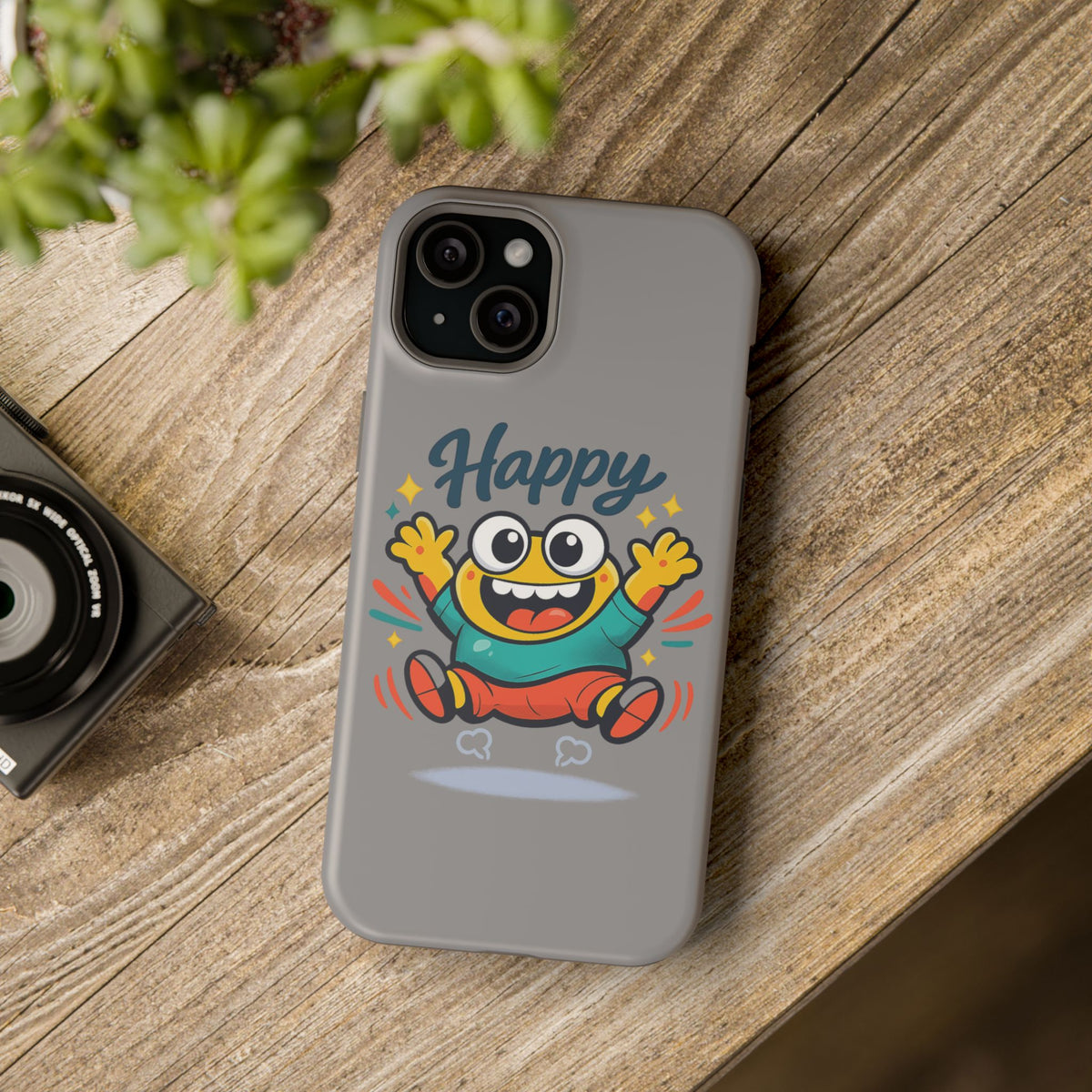 Happy Monster Magnetic Protective Phone Case Gray
