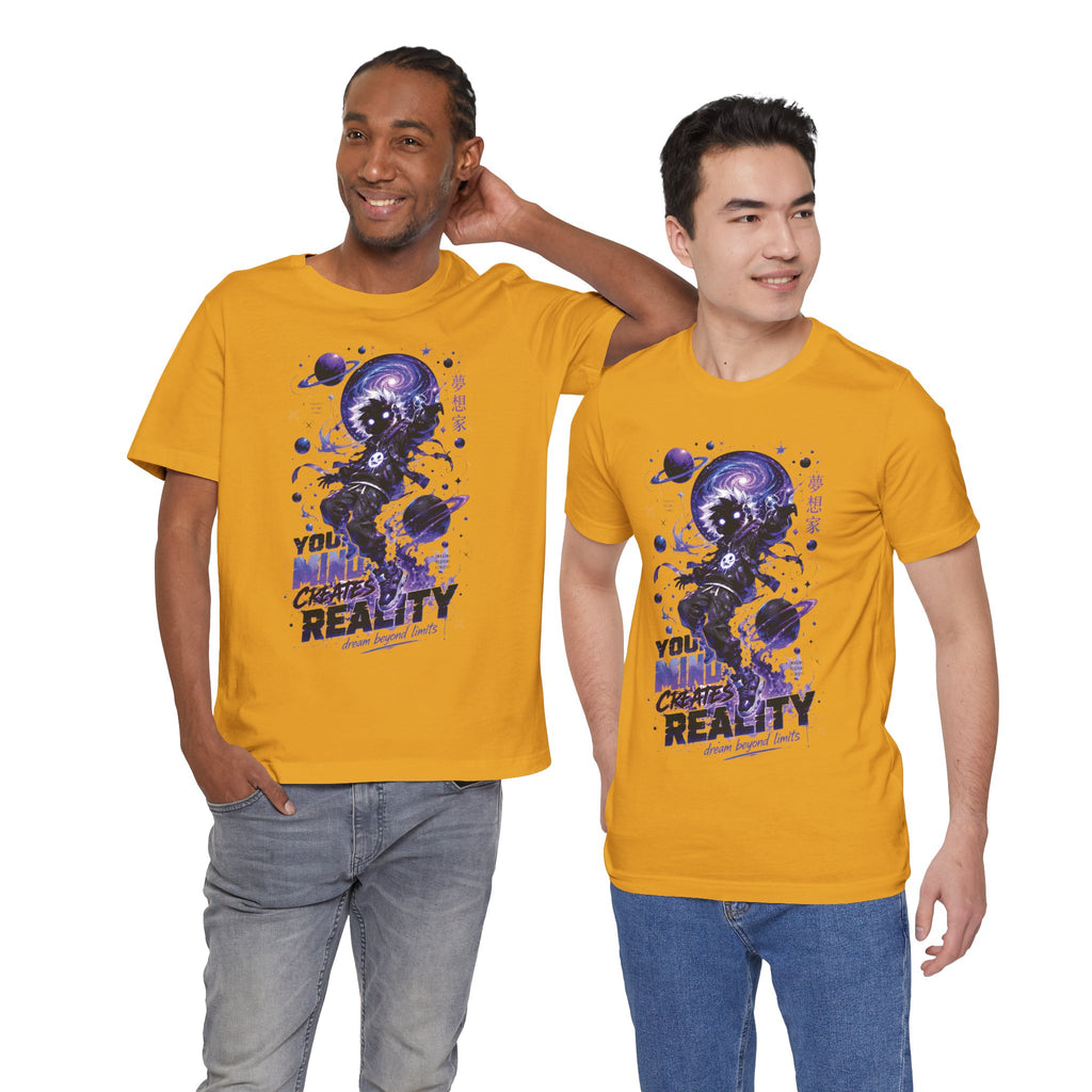 Astronaut Galaxy Tee — "Your Mind Creates Reality" Space Graphic T-Shirt