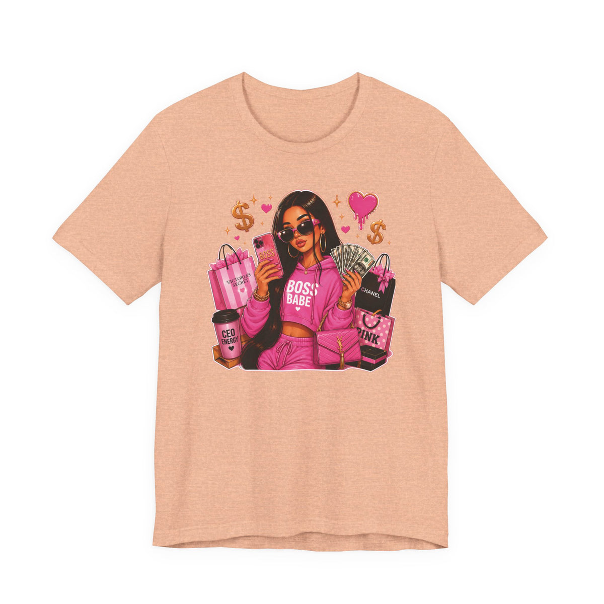 Boss Babe Pink Fashion T Shirt Glam Shopping Graphic Tee