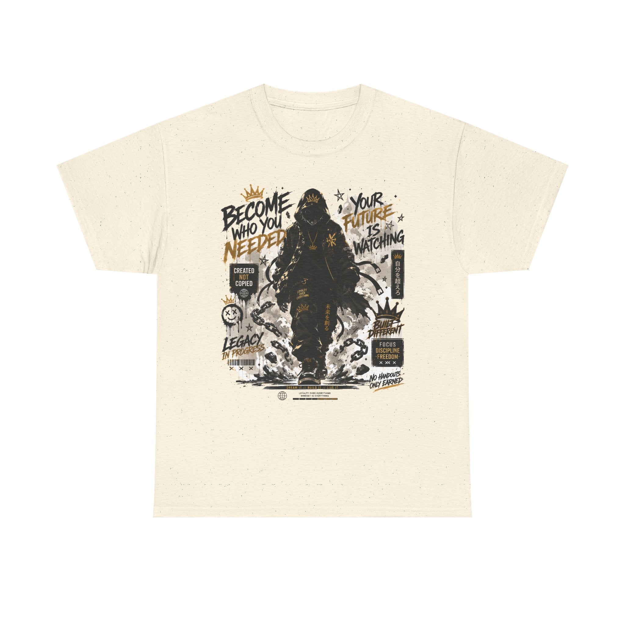 Motivational Soldier Graphic Tee – "Become Who You Needed" Inspirational Military Design