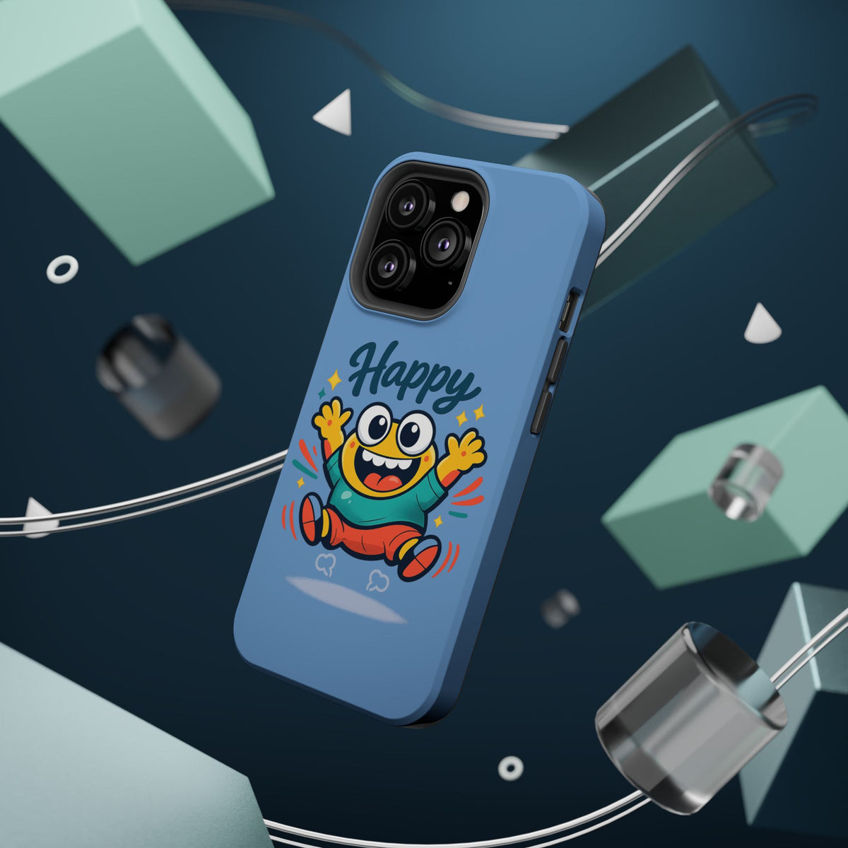 Happy Monster Magnetic Protective Phone Case Blue