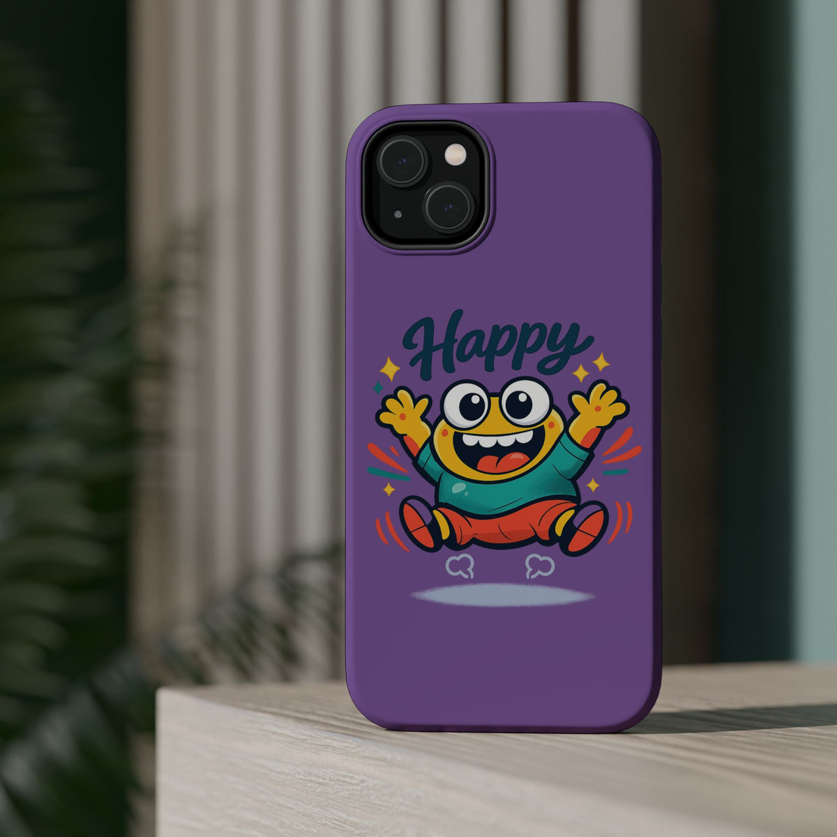 Happy Monster Magnetic Protective Phone Case Purple