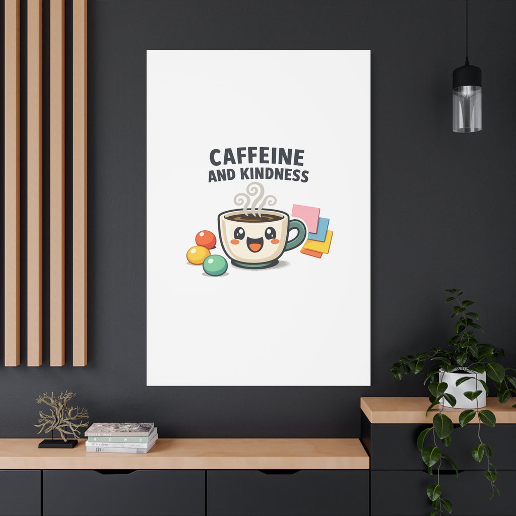 Caffeine and Kindness Canvas | Office Humor, Coffee Fuel Wall Art