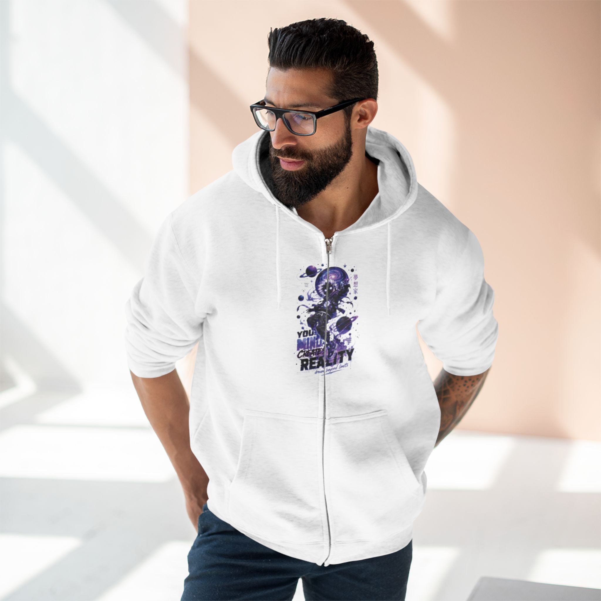 Dream Beyond Limits Zip Hoodie — Gothic Purple Graphic Zip-Up