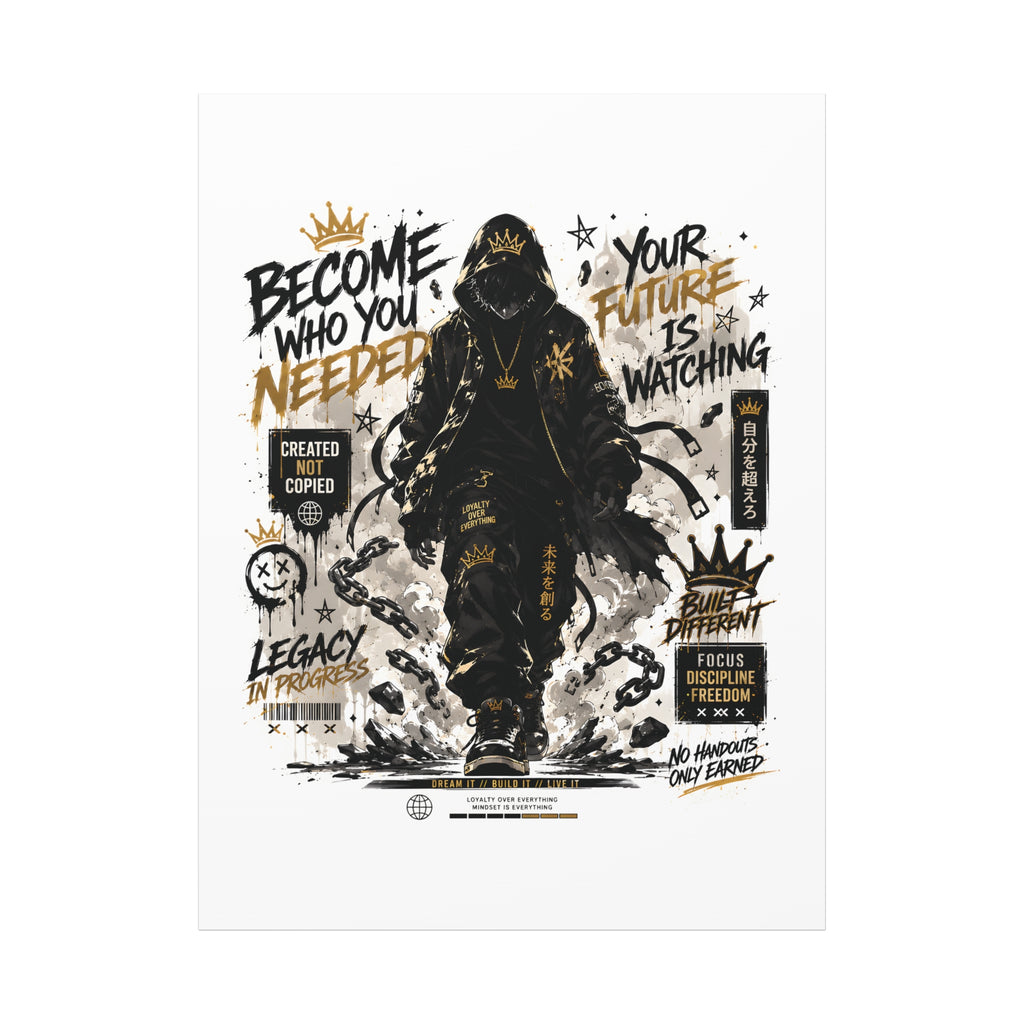 Motivational Street Art Canvas — "Become Who You Needed" Stretched Matte Print