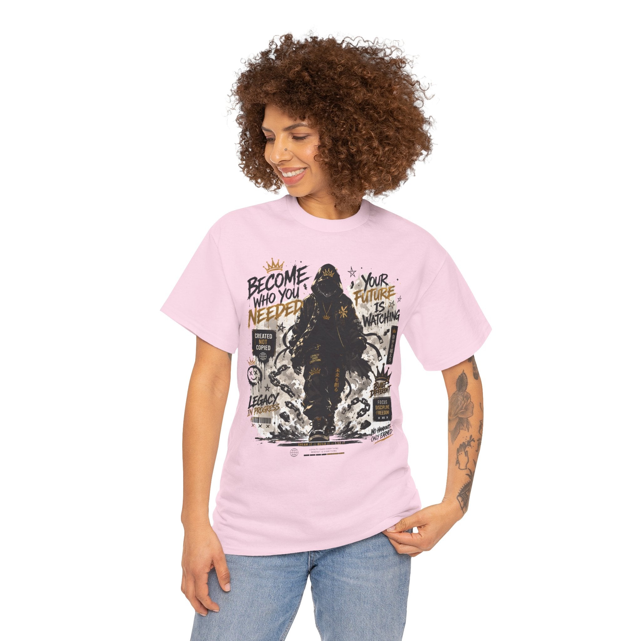 Motivational Soldier Graphic Tee – "Become Who You Need" Inspirational Military Design