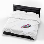 Catch the Fire Retro Cartoon Car Velveteen Plush Blanket | racing flame, vintage car illustration