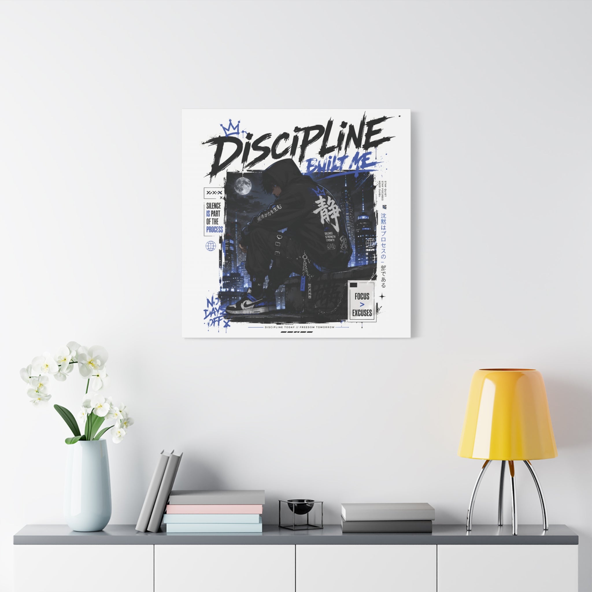 Discipline Built Me Canvas Print — Urban Streetwear Motivational Wall Art