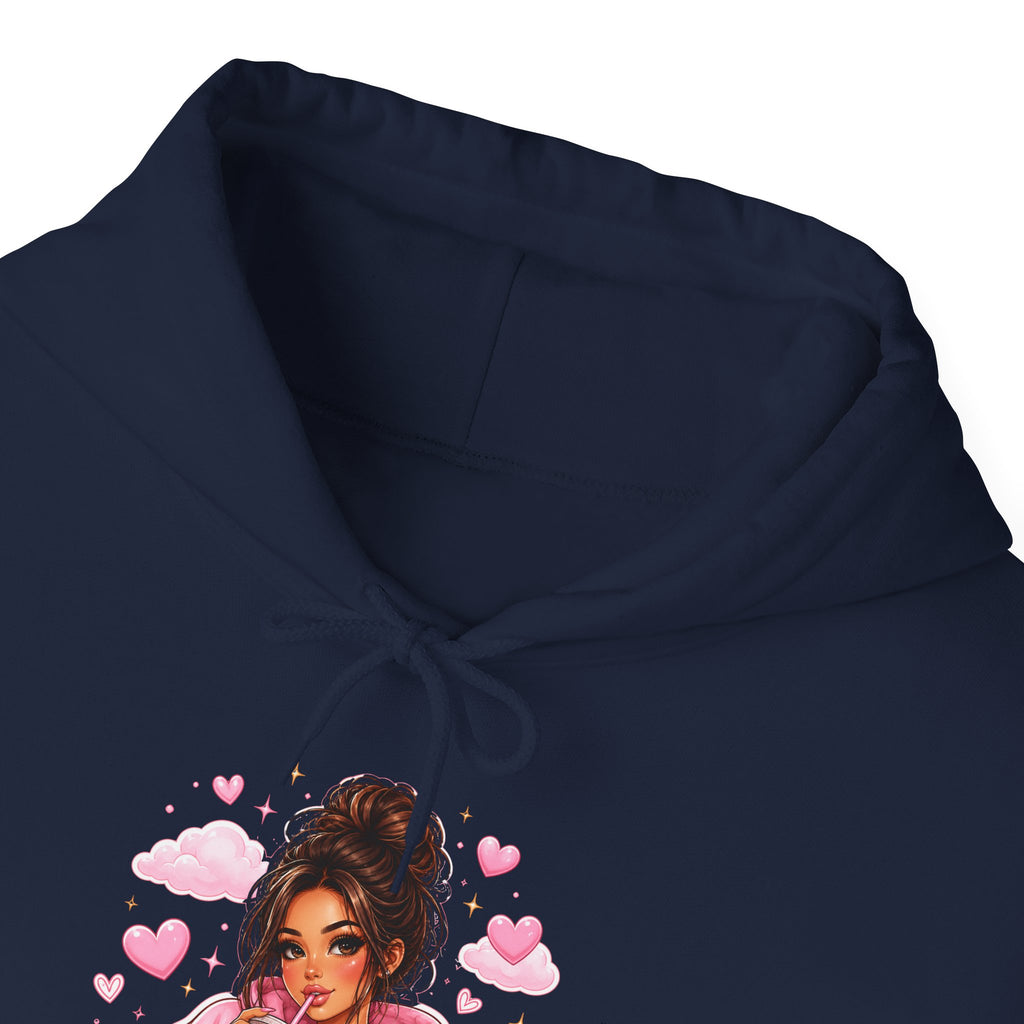 Cute Pink Heart Girl Hoodie — Cozy Graphic Sweatshirt