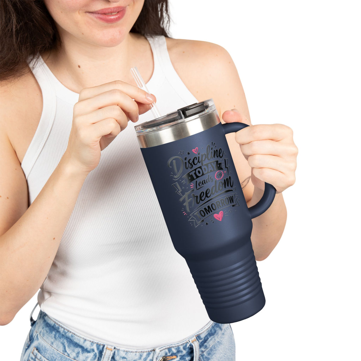 Discipline Today Leads to Freedom Tomorrow 40oz Travel Mug