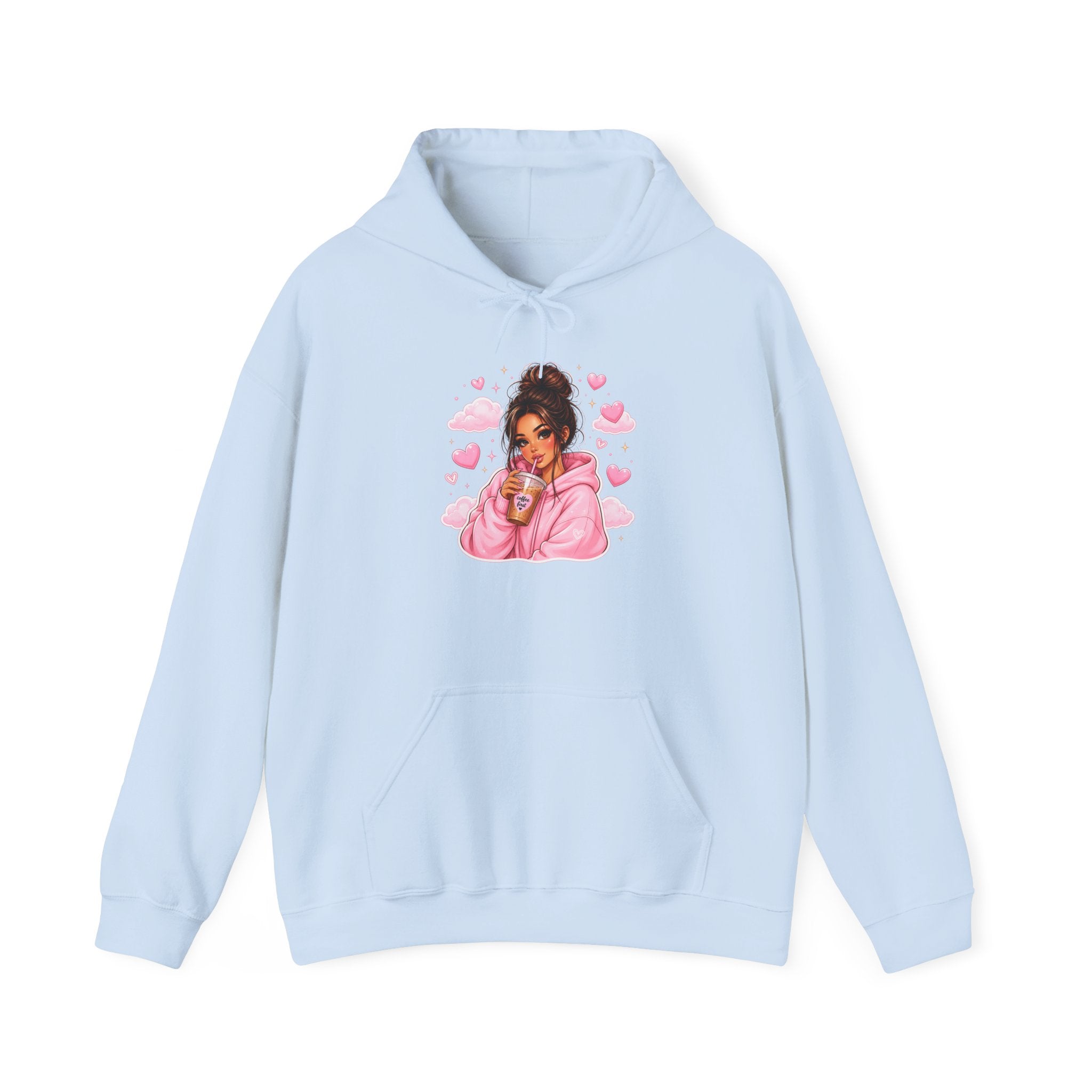 Cute Pink Heart Girl Hoodie — Cozy Graphic Sweatshirt