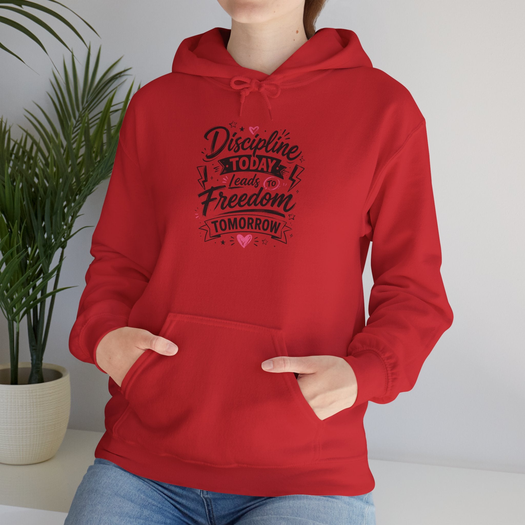 Hoodie — "Discipline Today Leads to Freedom Tomorrow" Motivational Pullover