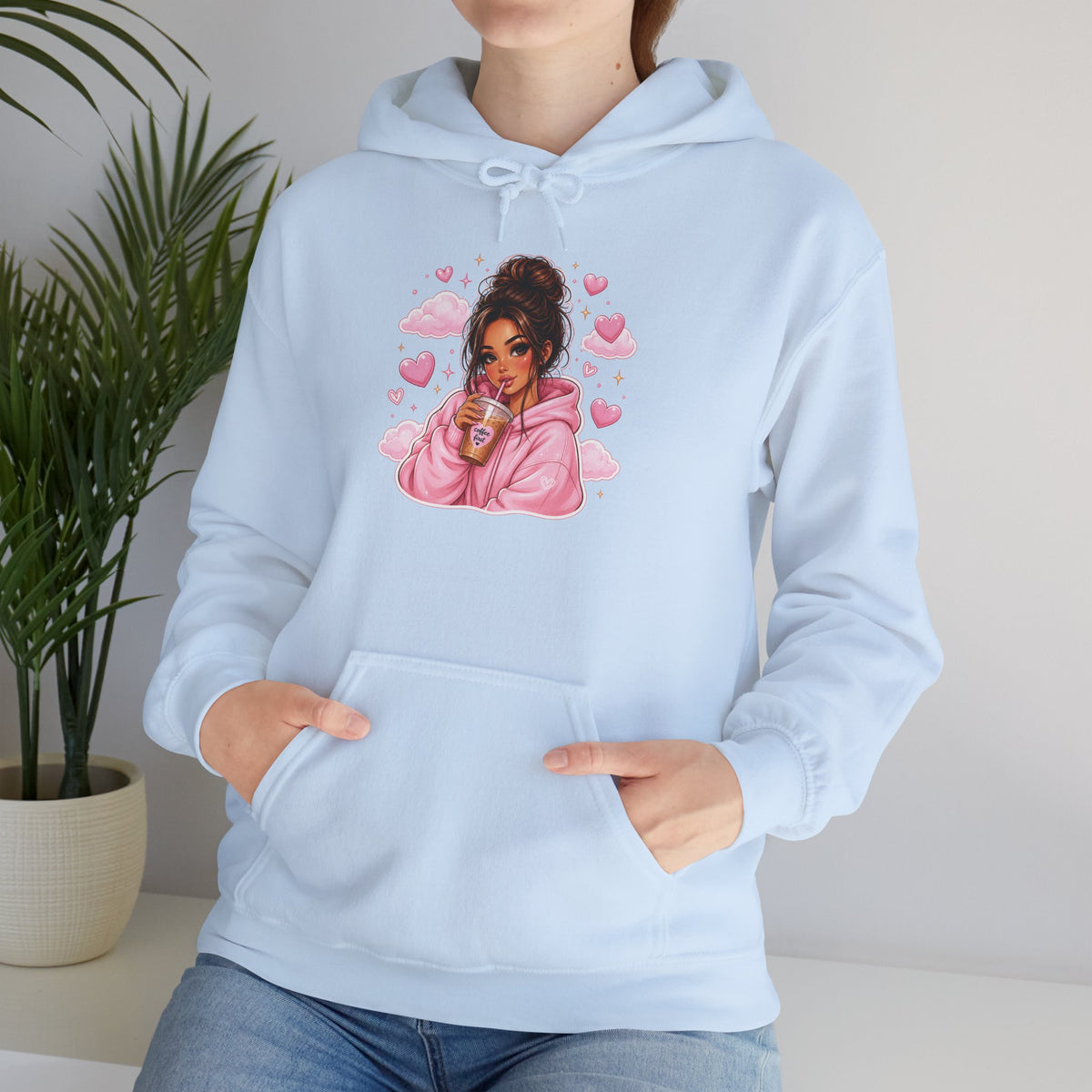Cozy Pink Hoodie Girl Graphic Hoodie