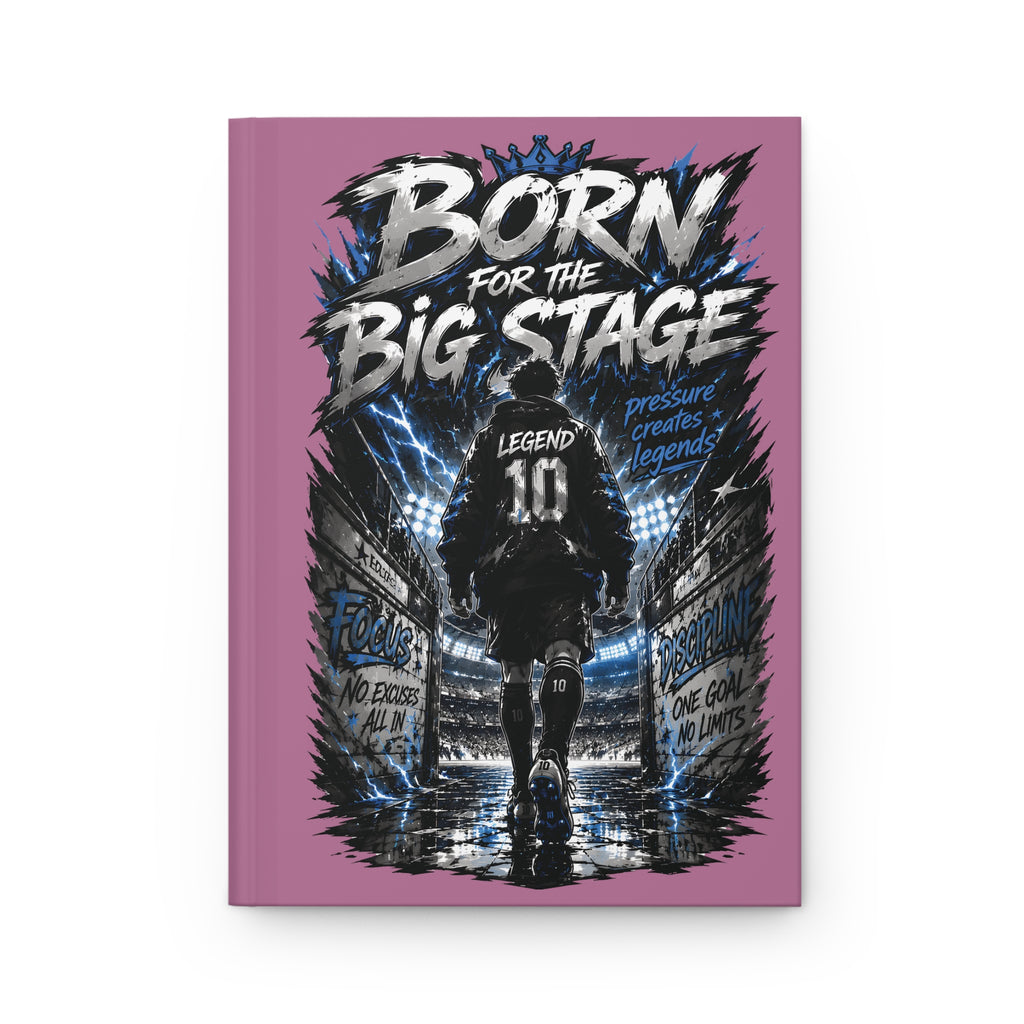 Hardcover Journal — "Born for the Big Stage" Motivational Soccer Notebook (Custom Name & Number)