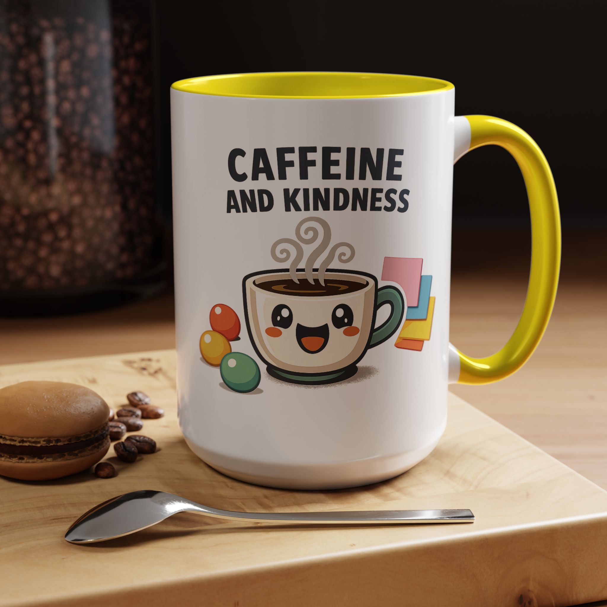 Caffeine and Kindness Coffee Mug – Ceramic Accent Mug (11oz / 15oz)