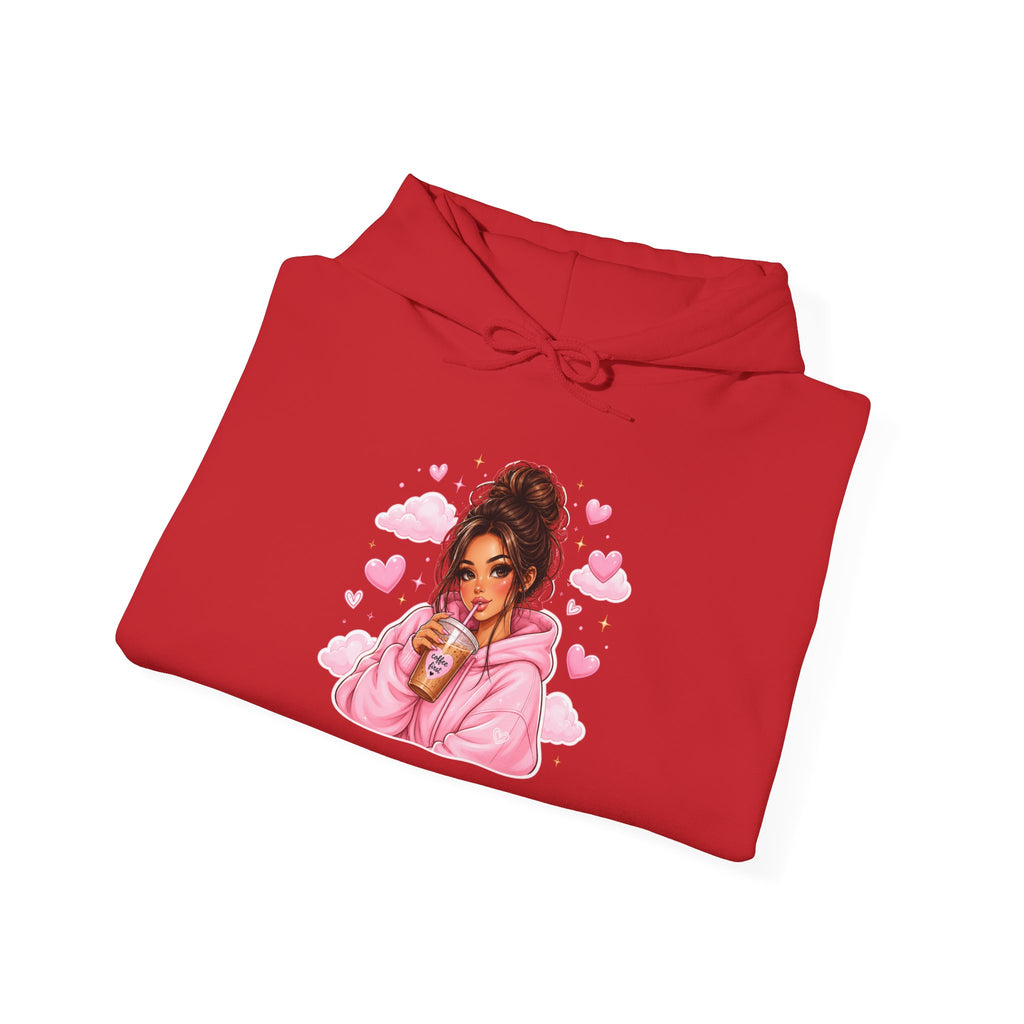 Cute Pink Heart Girl Hoodie — Cozy Graphic Sweatshirt