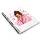 Cute Girl Pink Hoodie Notebook — Spiral Ruled Journal with Coffee & Hearts Design
