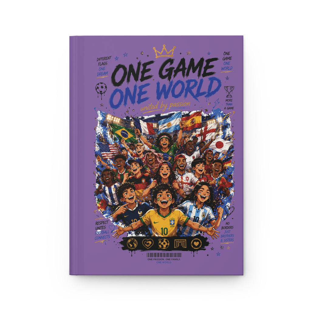 One Game One World Hardcover Journal — Soccer Fan Notebook with Customizable Name & Number