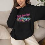 Retro Cartoon Dragster Hoodie, racing flame shirt, vintage car illustration