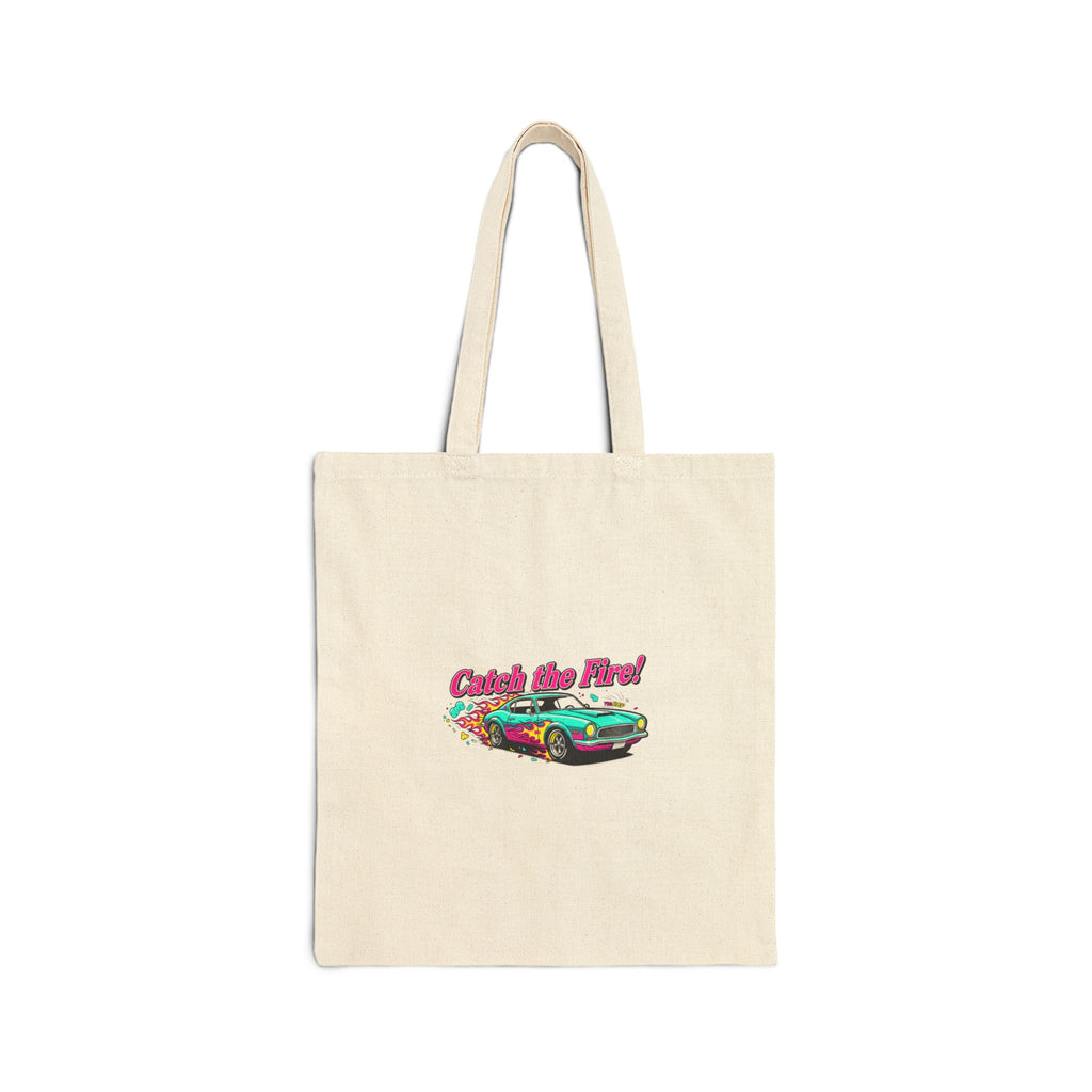 Retro Cartoon Dragster Tote, vintage car illustration | racing flames, 90s nostalgia