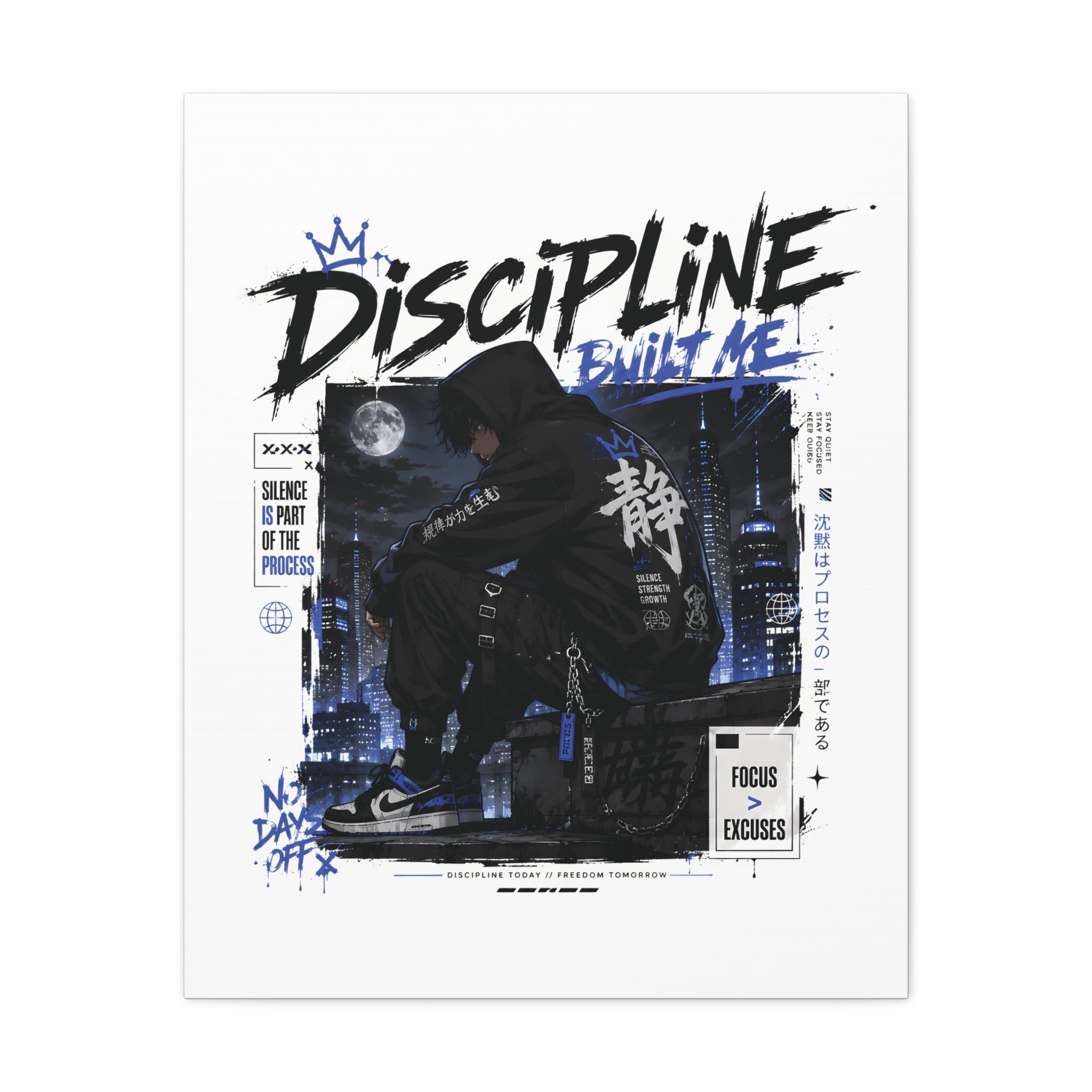 Discipline Built Me Canvas Print — Urban Streetwear Motivational Wall Art