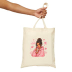 Cute Girl with Coffee Canvas Tote Bag - Pink Hoodie Illustration