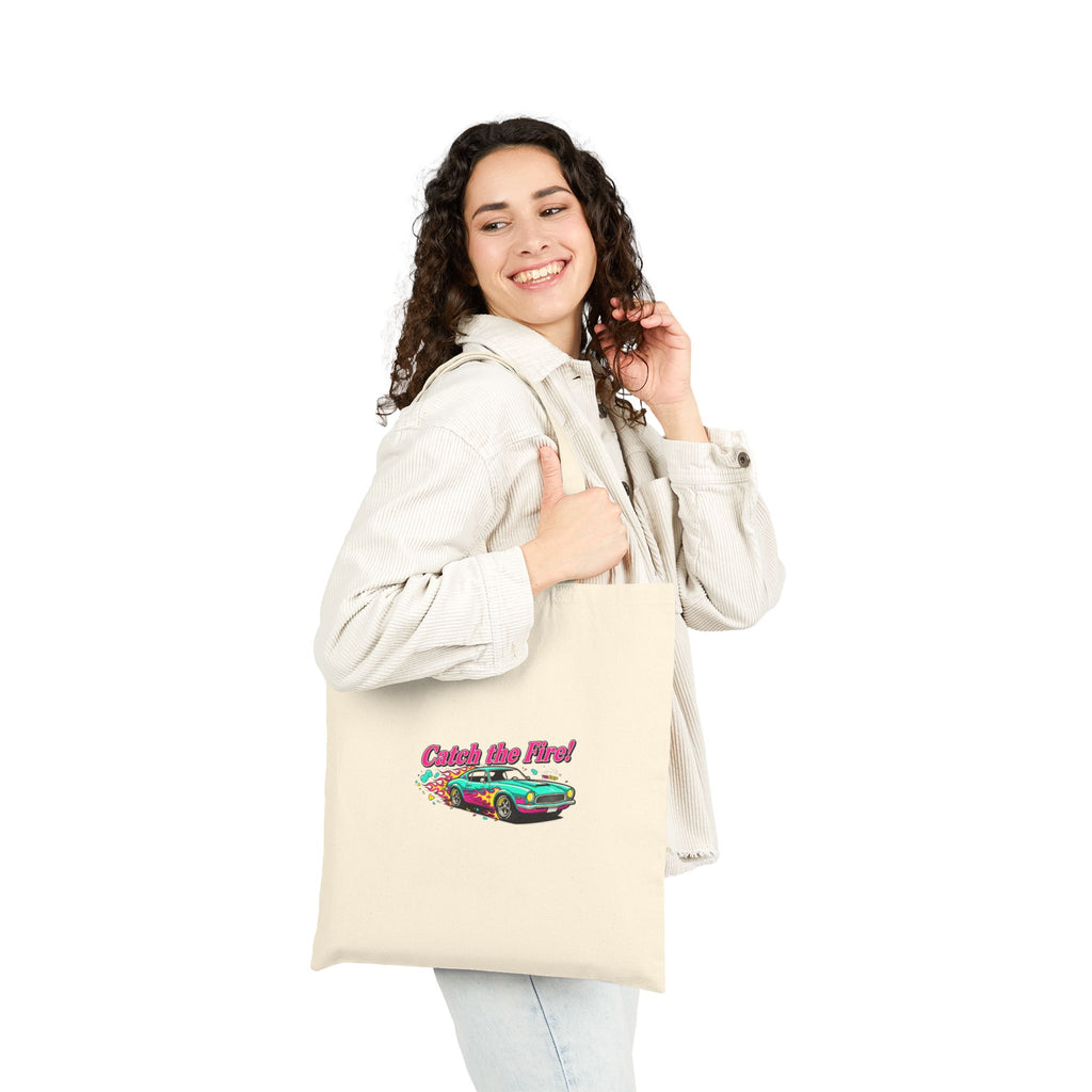Retro Dragster Tote Bag – Vintage Car Graphic Canvas Tote