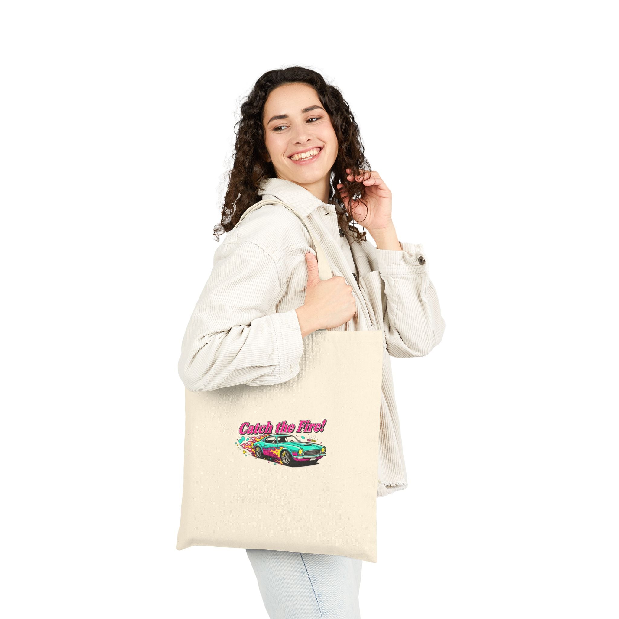 Retro Dragster Tote Bag – Vintage Car Graphic Canvas Tote