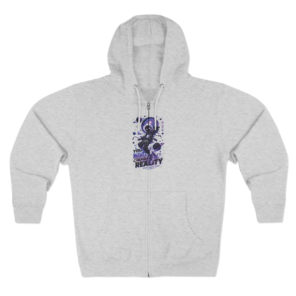 Dream Beyond Limits Zip Hoodie — Gothic Purple Graphic Zip-Up