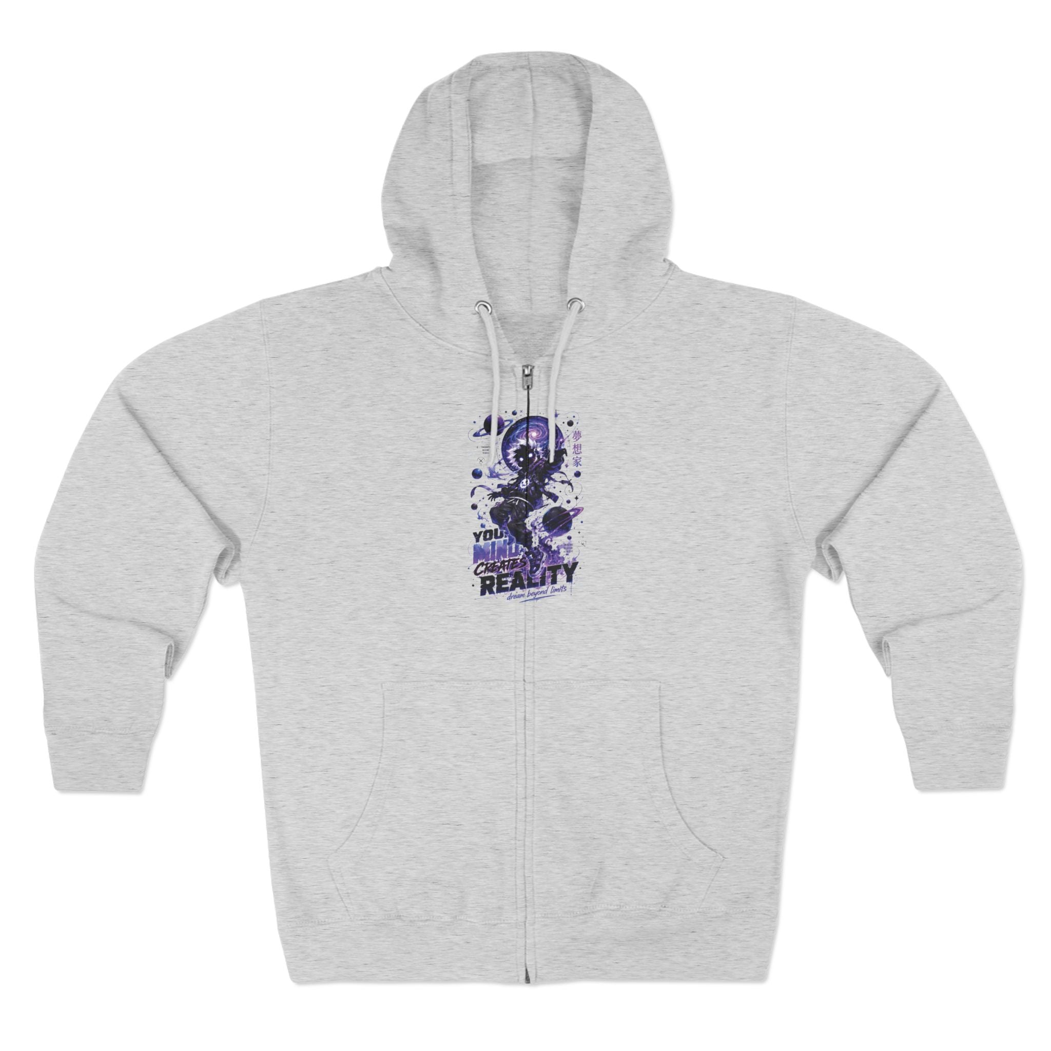 Dream Beyond Limits Zip Hoodie — Gothic Purple Graphic Zip-Up