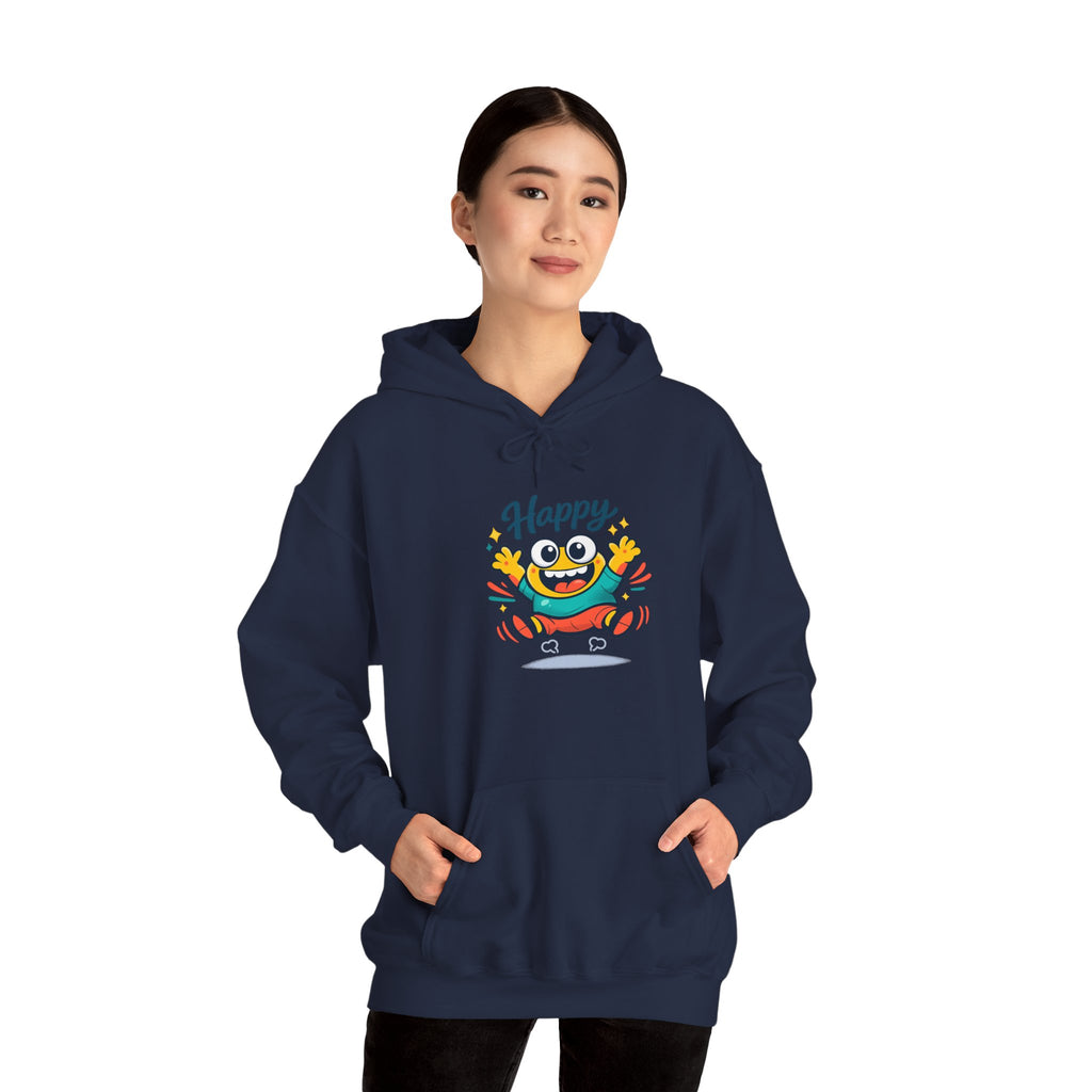 Happy Blob Cartoon Hoodie – Minimal Smiley Graphic Pullover