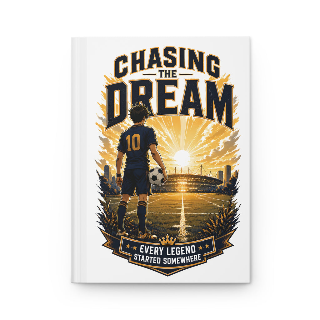 Soccer Journal – "Chasing the Dream" Inspirational Hardcover Notebook (Personalize Name & Number)