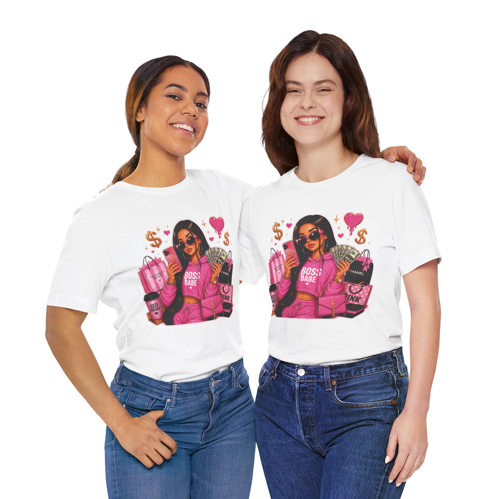 Boss Babe Pink Fashion Tee — Women’s Glam Money & Shopping Graphic Shirt