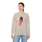 Cozy Pink Heart Girl Crewneck Sweatshirt