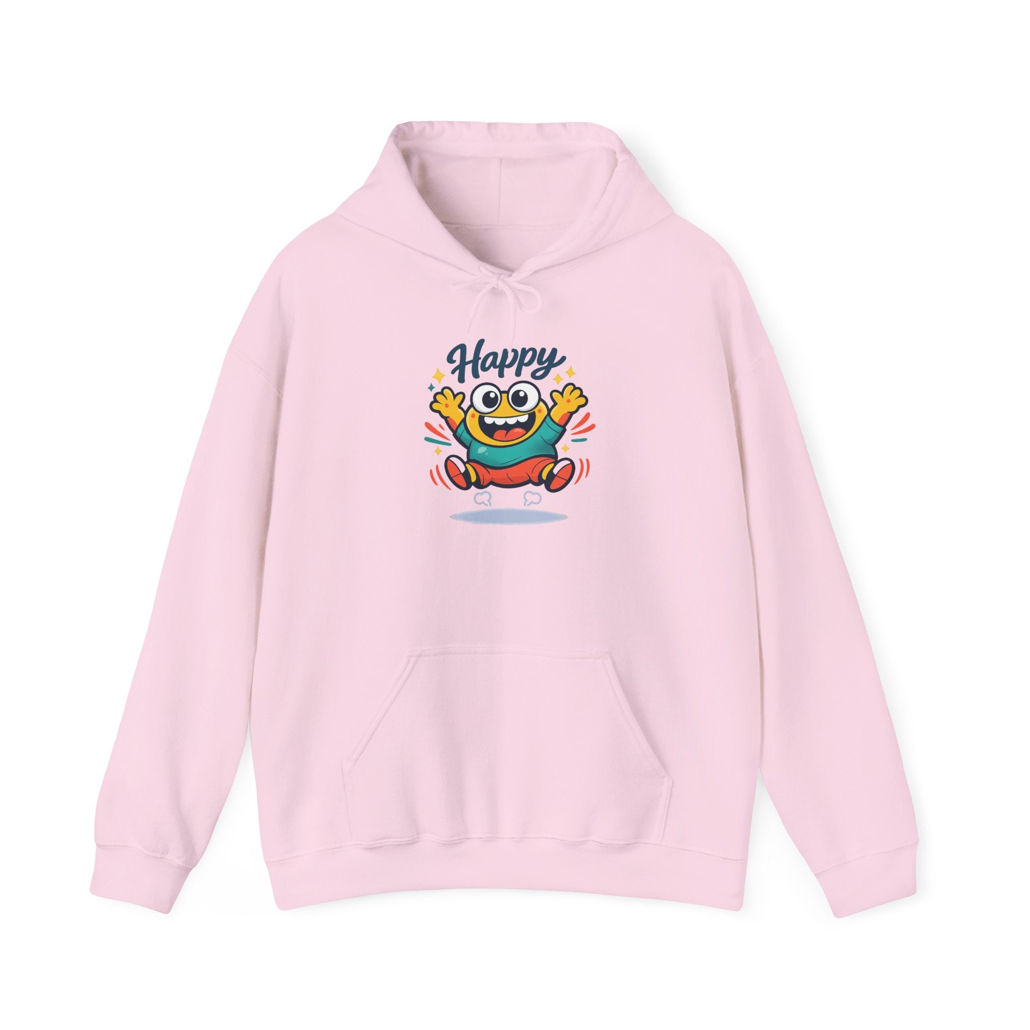 Happy Blob Cartoon Hoodie | kawaii minimal, thick outline mood face